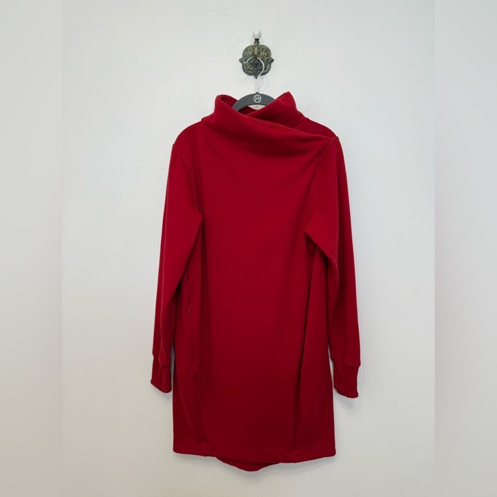 Athleta Cozy Karma Red Funnel Neck Sweatshirt Tunic Dress Long Sleeve Size Small